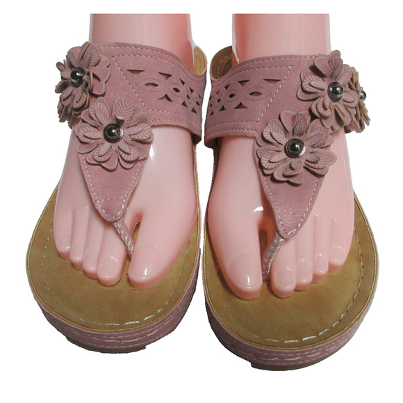 FUDYNMALC Orthopedic Sandals Dusty Rose Women Wedge SZ 6 Comfortable Walking - Picture 1 of 6